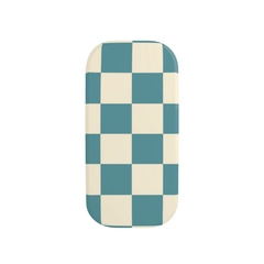 Checkered patterned object on a white background