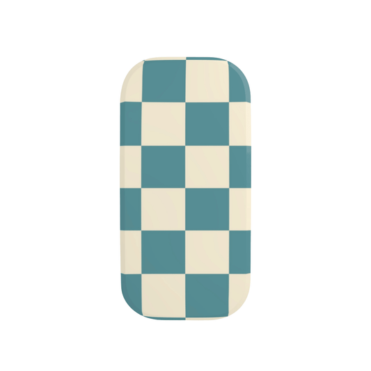 Checkered patterned object on a white background