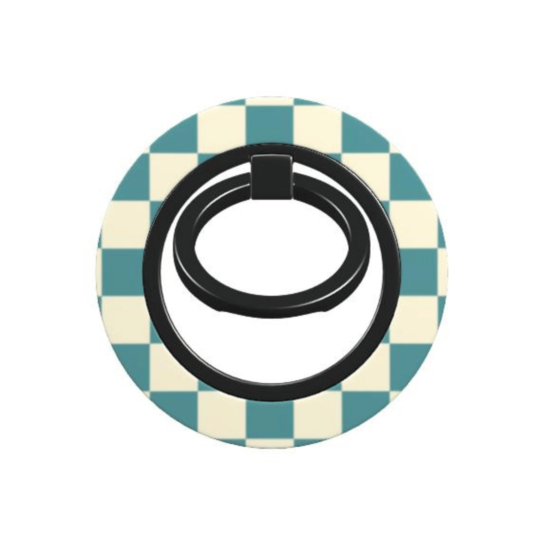 Phone ring holder with checkered pattern on a white background