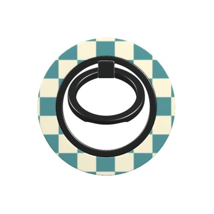 Phone ring holder with checkered pattern on a white background