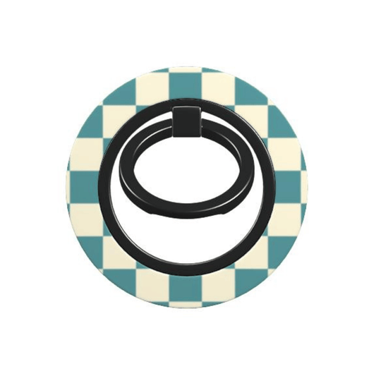 Phone ring holder with checkered pattern on a white background