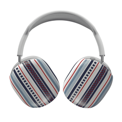 Pair of headphones with a striped pattern on a white background