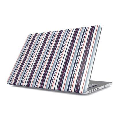 Laptop with a striped pattern on a white background