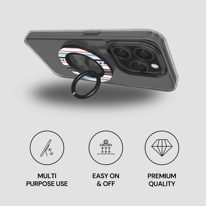 Phone case with ring holder on a light gray background