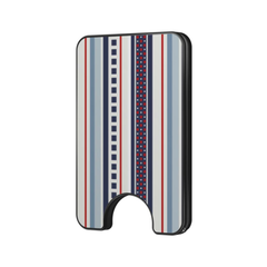 Harbor Stripe Magnetic Wallet with blue, navy, white, and red striped design on a white background