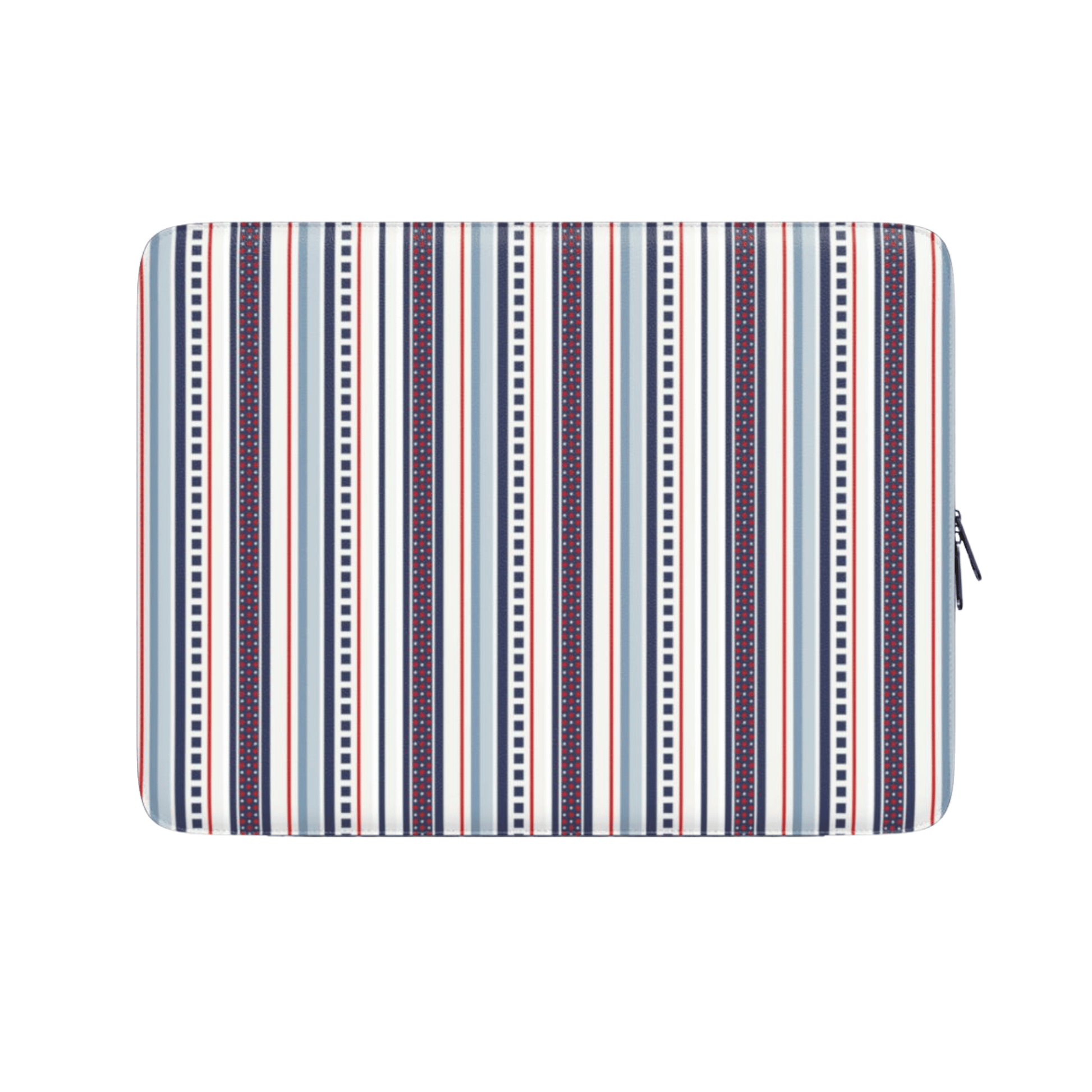 Striped laptop sleeve with a pattern of horizontal lines on a white background