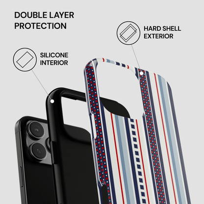 Phone case with double layer protection features on a white background