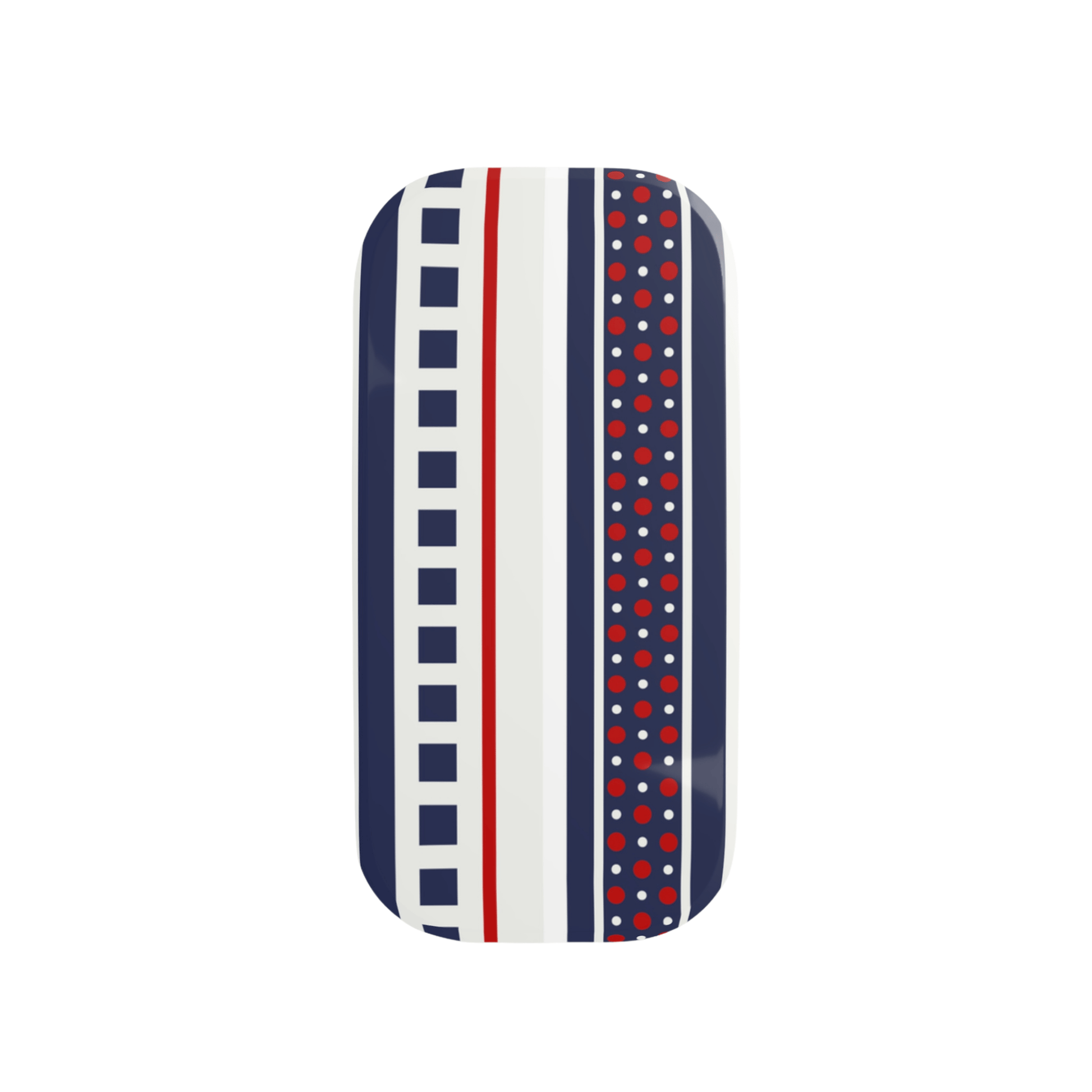 Rectangular tray with red, white, and blue pattern on a white background