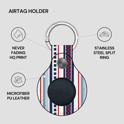 Airtag holder with keychain design on a gray background