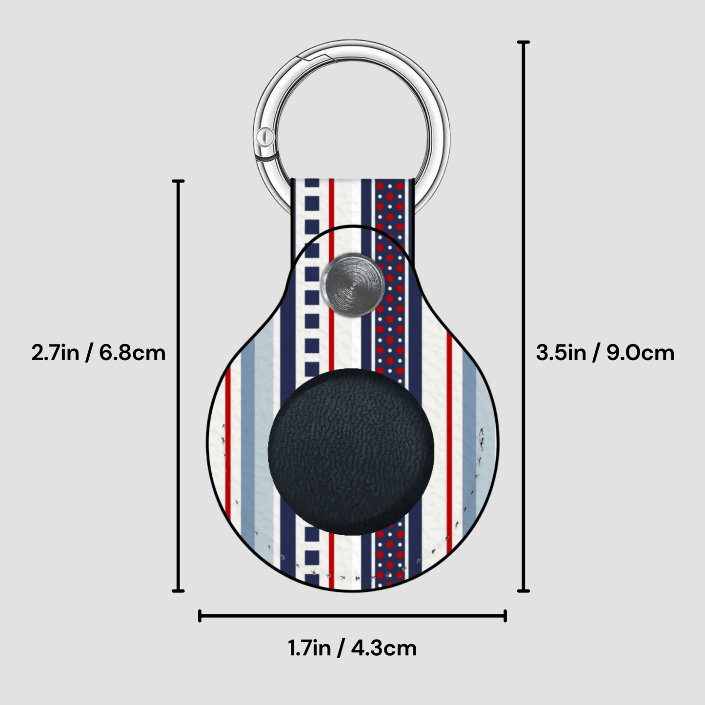 Keychain with measurement indicators on a gray background