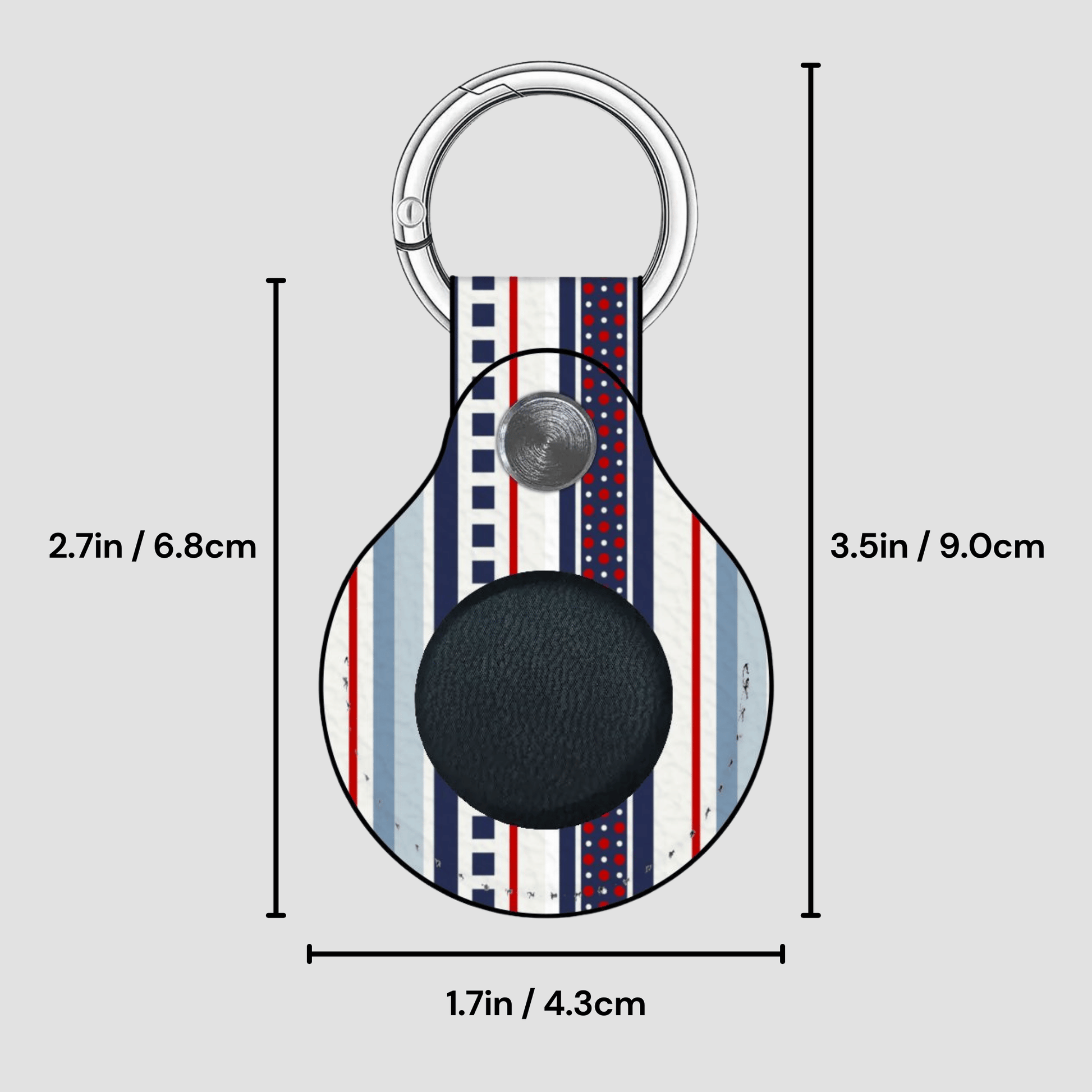 Keychain with measurement indicators on a gray background