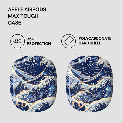 Apple AirPods Max Tough Case with wave design on a light gray background | casenari