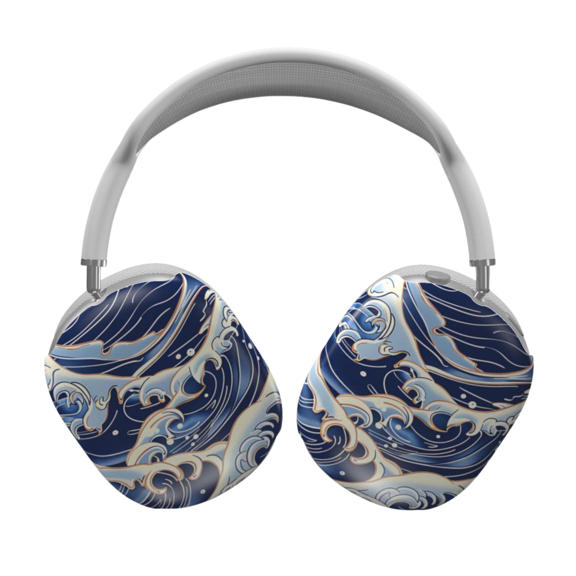Headphones with blue and white wave design on a white background | casenari