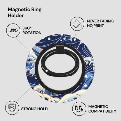 Magnetic ring holder with wave design on a gray background - Casenari