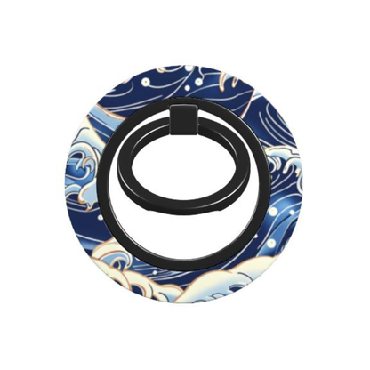 Phone ring holder with blue wave design on a white background - Casenari