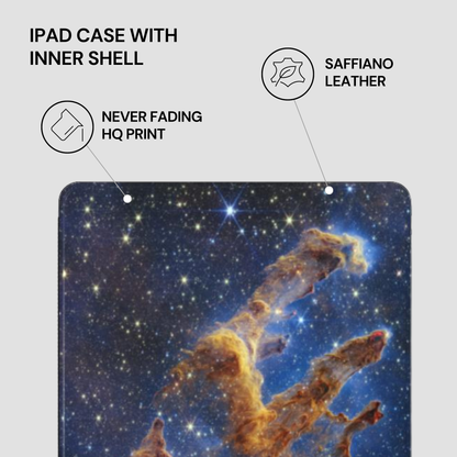 IPAD CASE WITH INNER SHELL featuring saffiano leather, never fading HQ print, and celestial design.