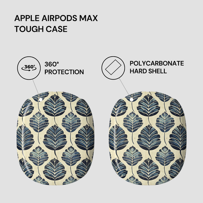 Tough case for Apple AirPods Max with leaf pattern on a light gray background