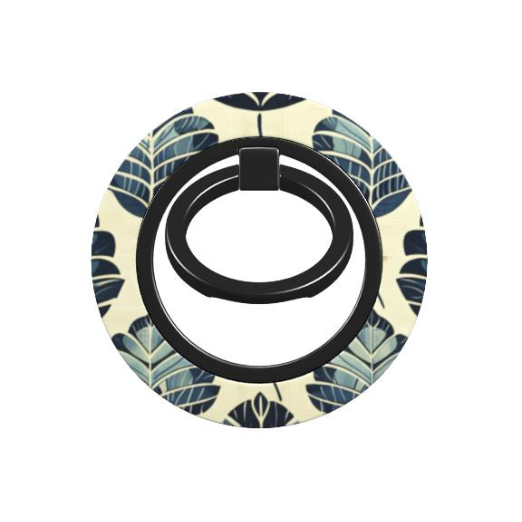 Phone ring holder with leaf pattern on a white background