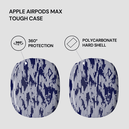 Apple AirPods Max tough case with 360-degree protection and polycarbonate hard shell features on a light gray background.