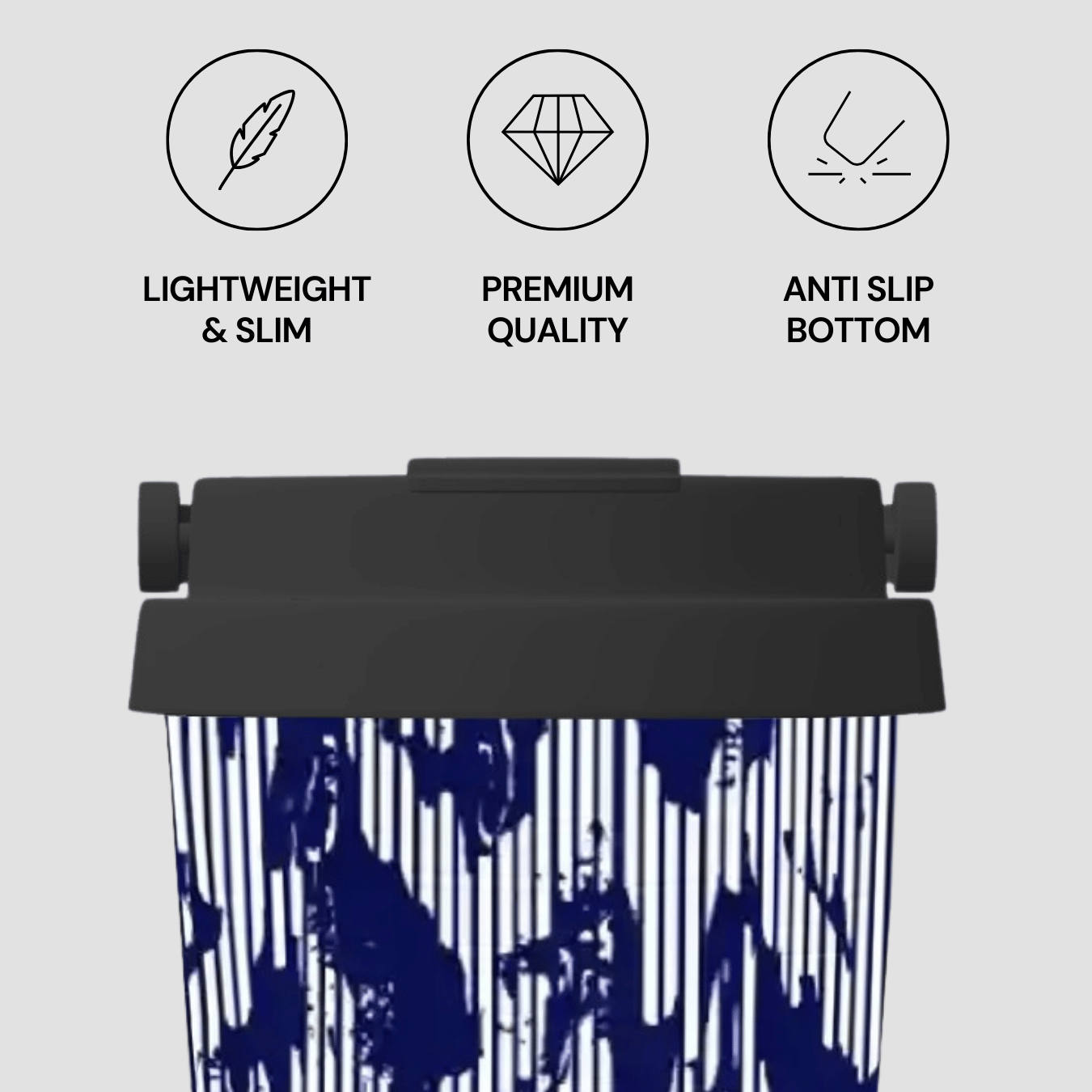 Black hair straightener with features highlighted on a gray background