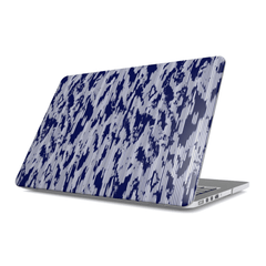 Laptop with a blue abstract pattern on a white background