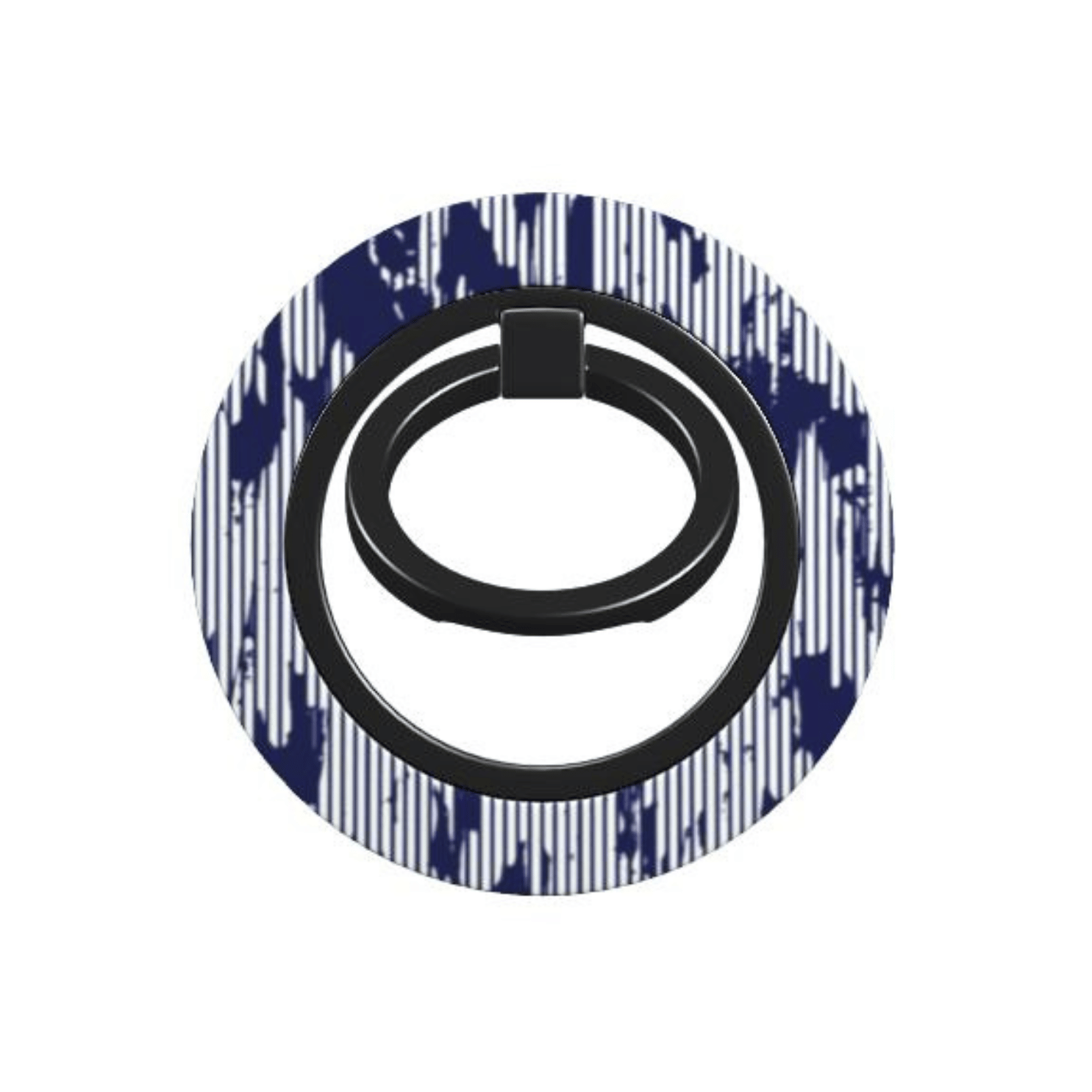 Phone ring holder with blue and white pattern on a white background