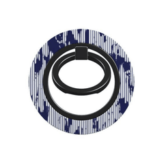 Phone ring holder with blue and white pattern on a white background
