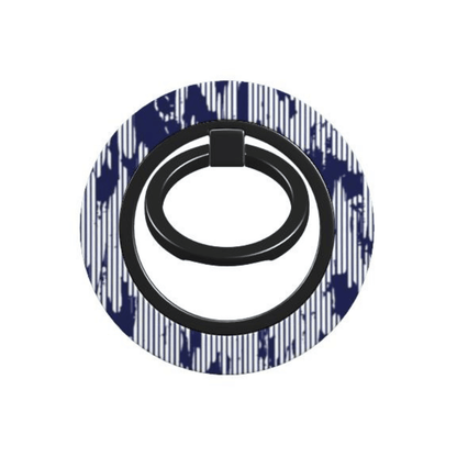 Phone ring holder with blue and white pattern on a white background