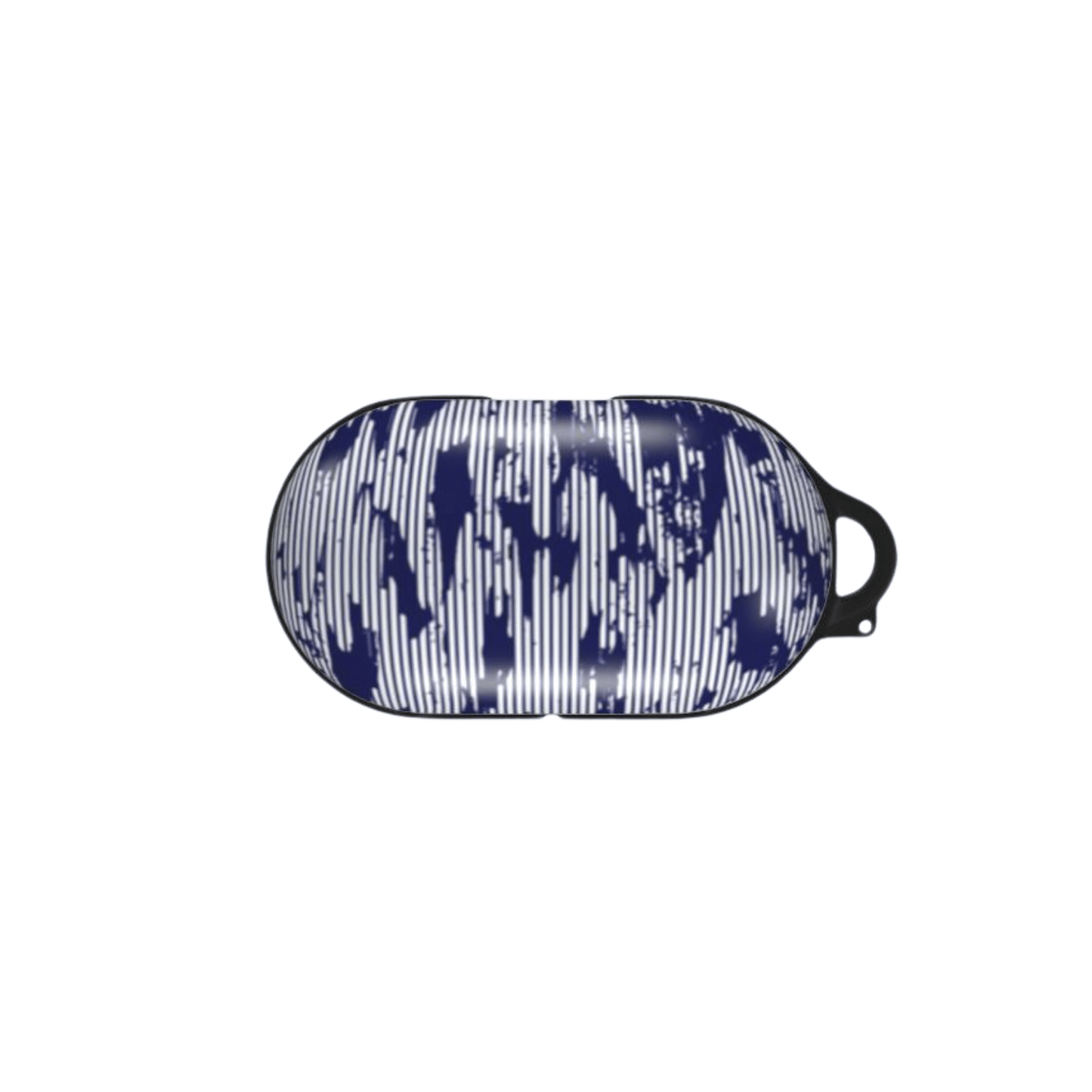 Blue and white patterned eye mask on a white background