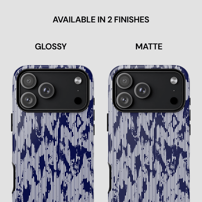 Two phone case designs, one glossy and one matte, on a white background.