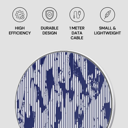 Product with features listed on a gray background