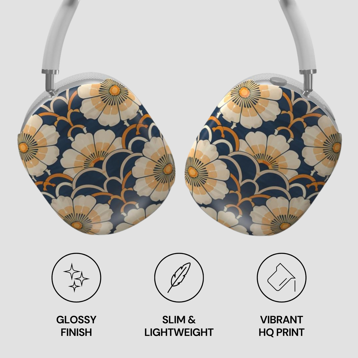 Floral patterned product with glossy finish, slim design, and vibrant print on a light gray background.