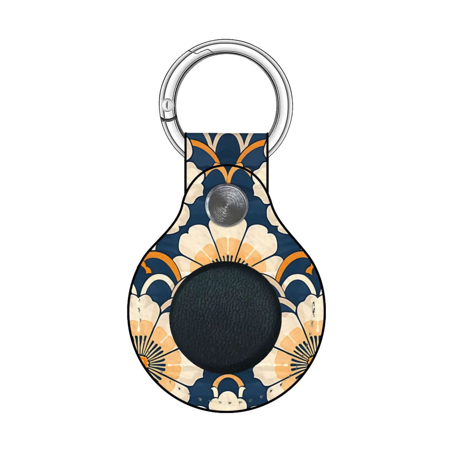 Decorative keychain with floral pattern on a white background