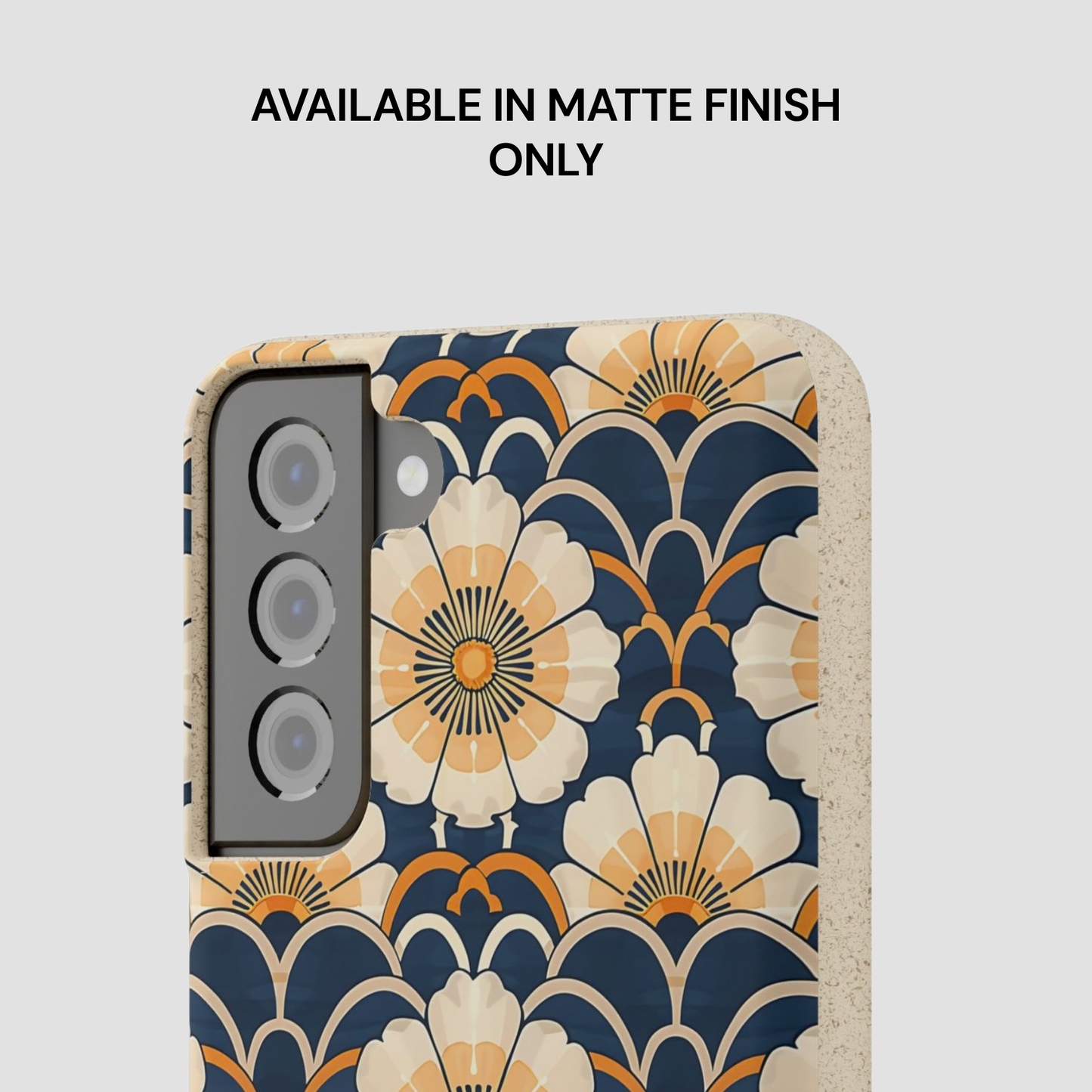 Phone case with floral pattern on a light gray background