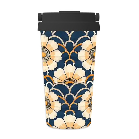 Tumbler with floral pattern on a white background