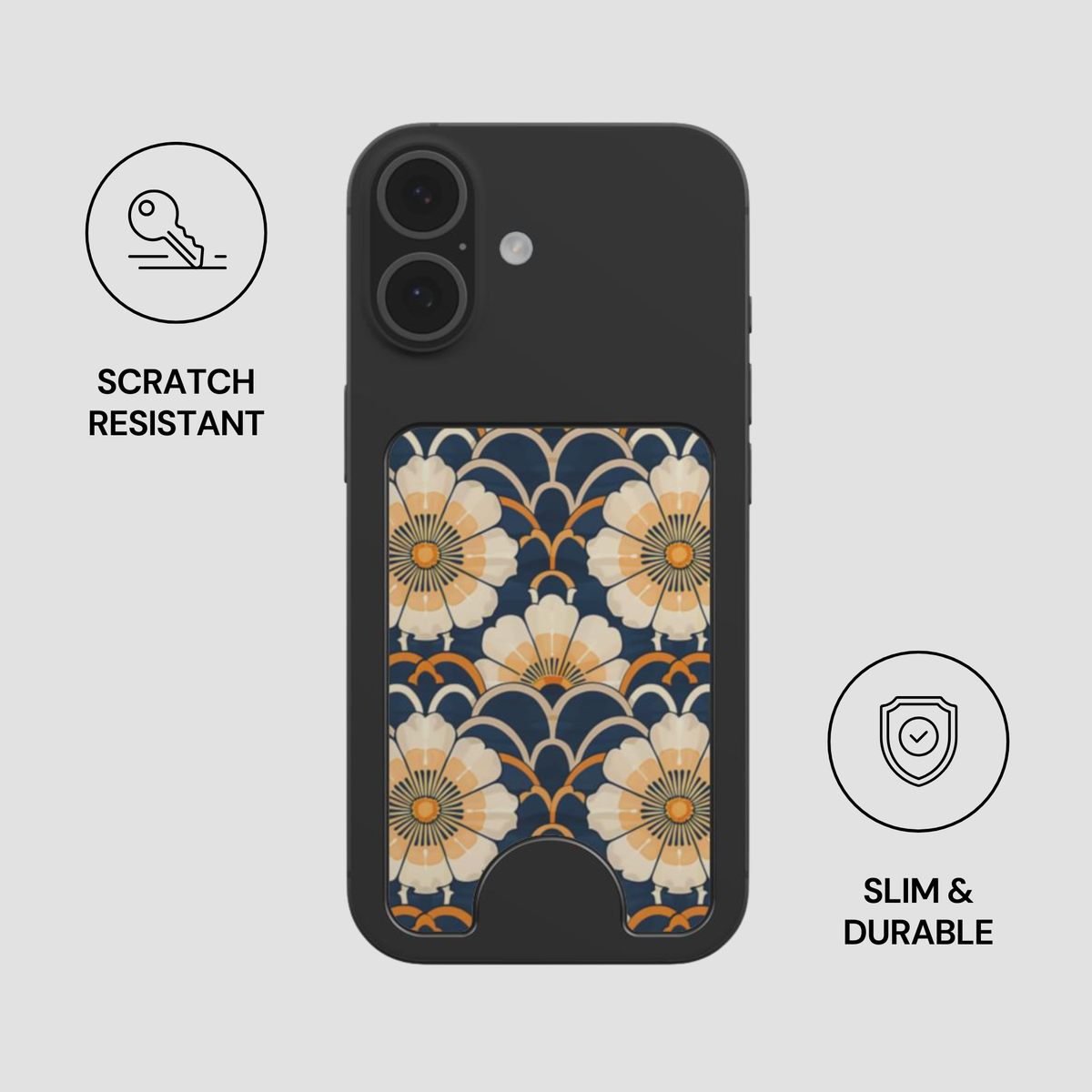 Ivory Bloom Magnetic Wallet attached to the back of a phone showing slim and durable everyday use