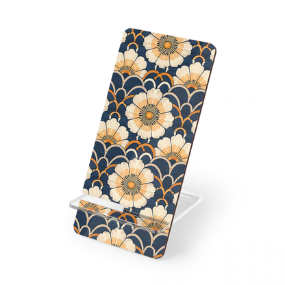 Phone stand with floral pattern on a white background