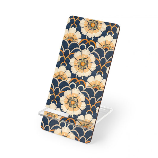 Phone stand with floral pattern on a white background