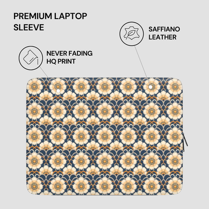 Laptop sleeve with floral pattern on a gray background