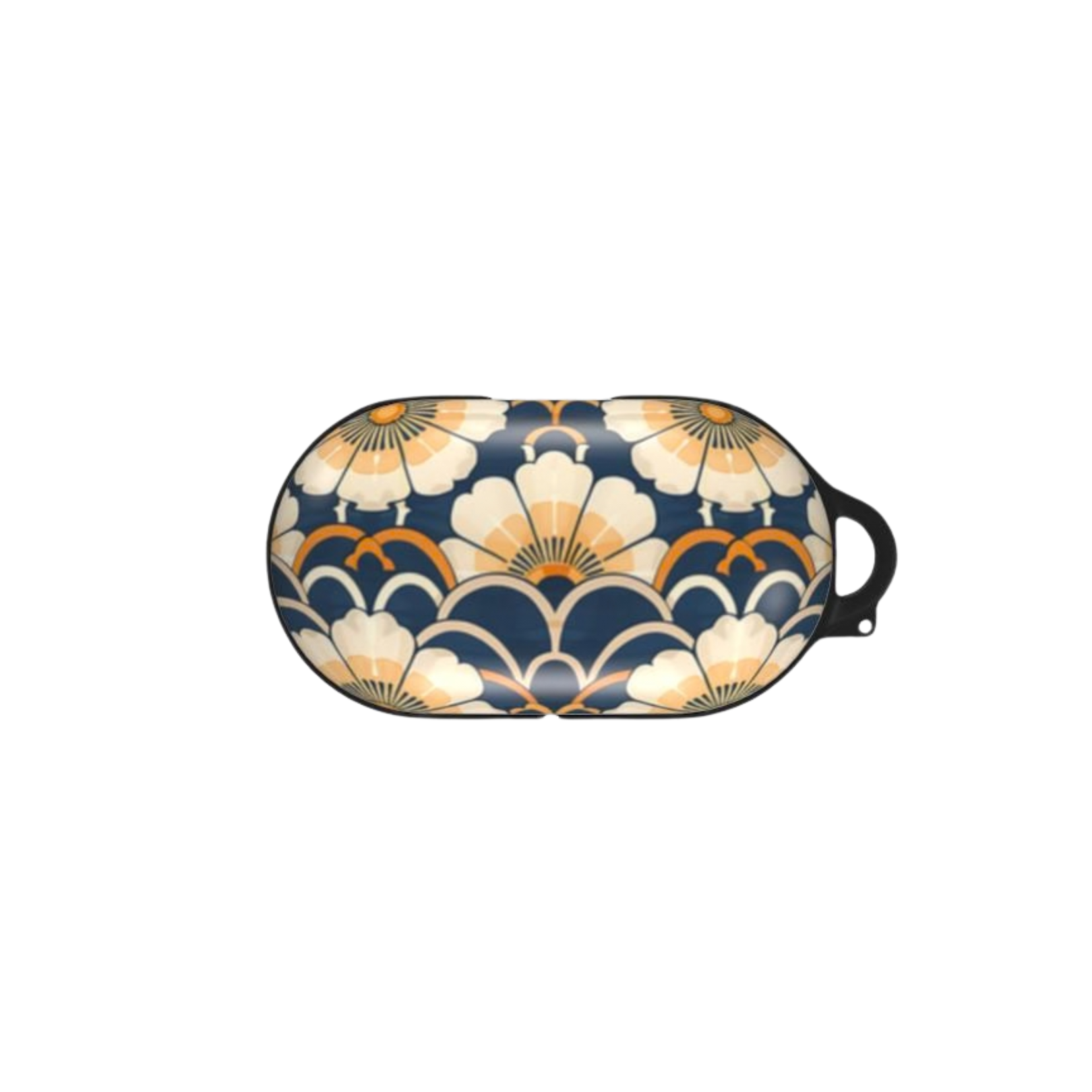 earbud case with decorative pattern on a white background