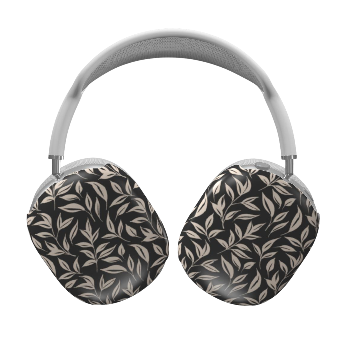Headphones with leaf pattern on a white background