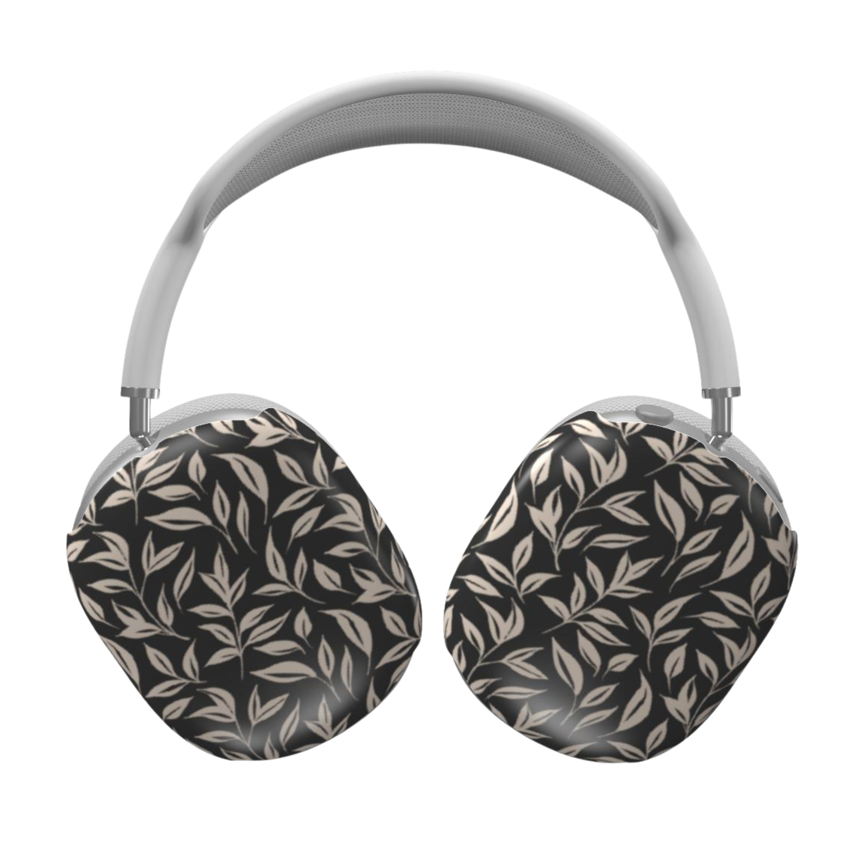 Headphones with leaf pattern on a white background