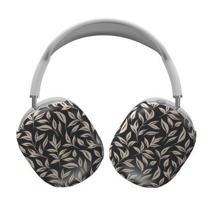 Headphones with leaf pattern on a white background