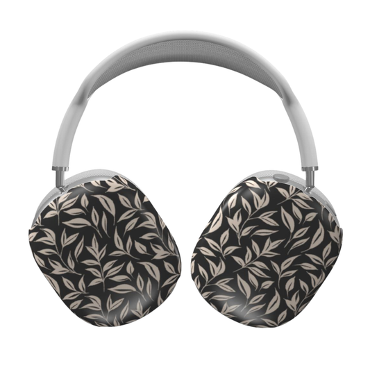 Headphones with leaf pattern on a white background