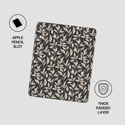 Black case with leaf pattern on a white background