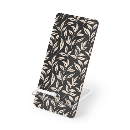 Phone stand with leaf pattern on a white background