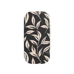 Phone case with beige leaf pattern on a black background