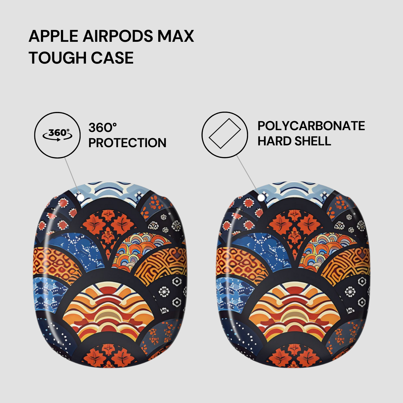 Apple AirPods Max tough case with colorful design on a light gray background | Casenari