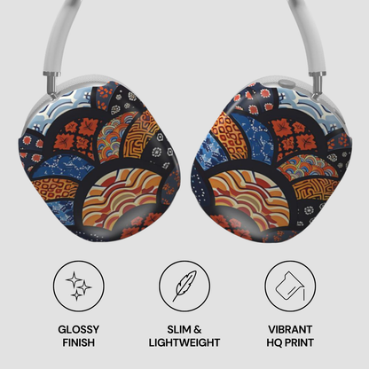 Colorful patterned headphones with glossy finish, slim design, and vibrant print on a light gray background. | Casenari