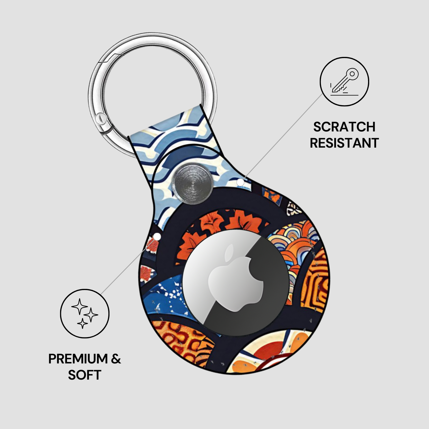 Keychain case with Apple logo design on a light gray background | Casenari